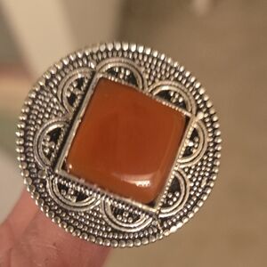 Vintage-Inspired Silver and Orange Ring